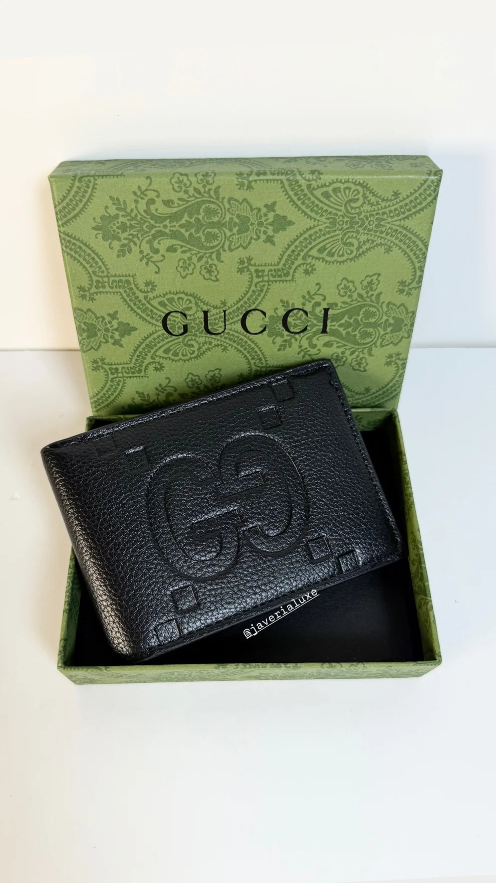 Gucci Jumbo GG Bi-fold Wallet in Leather - Black
