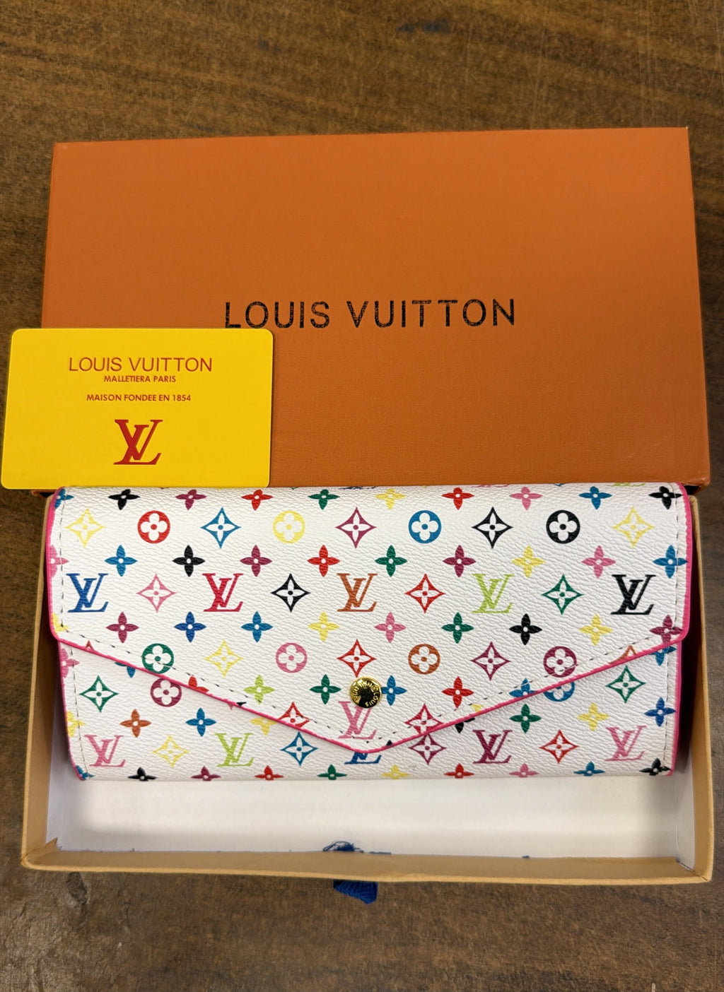 Louis Vuitton Monogram Multicolore Portefeuille Sarah Leather White Wallet