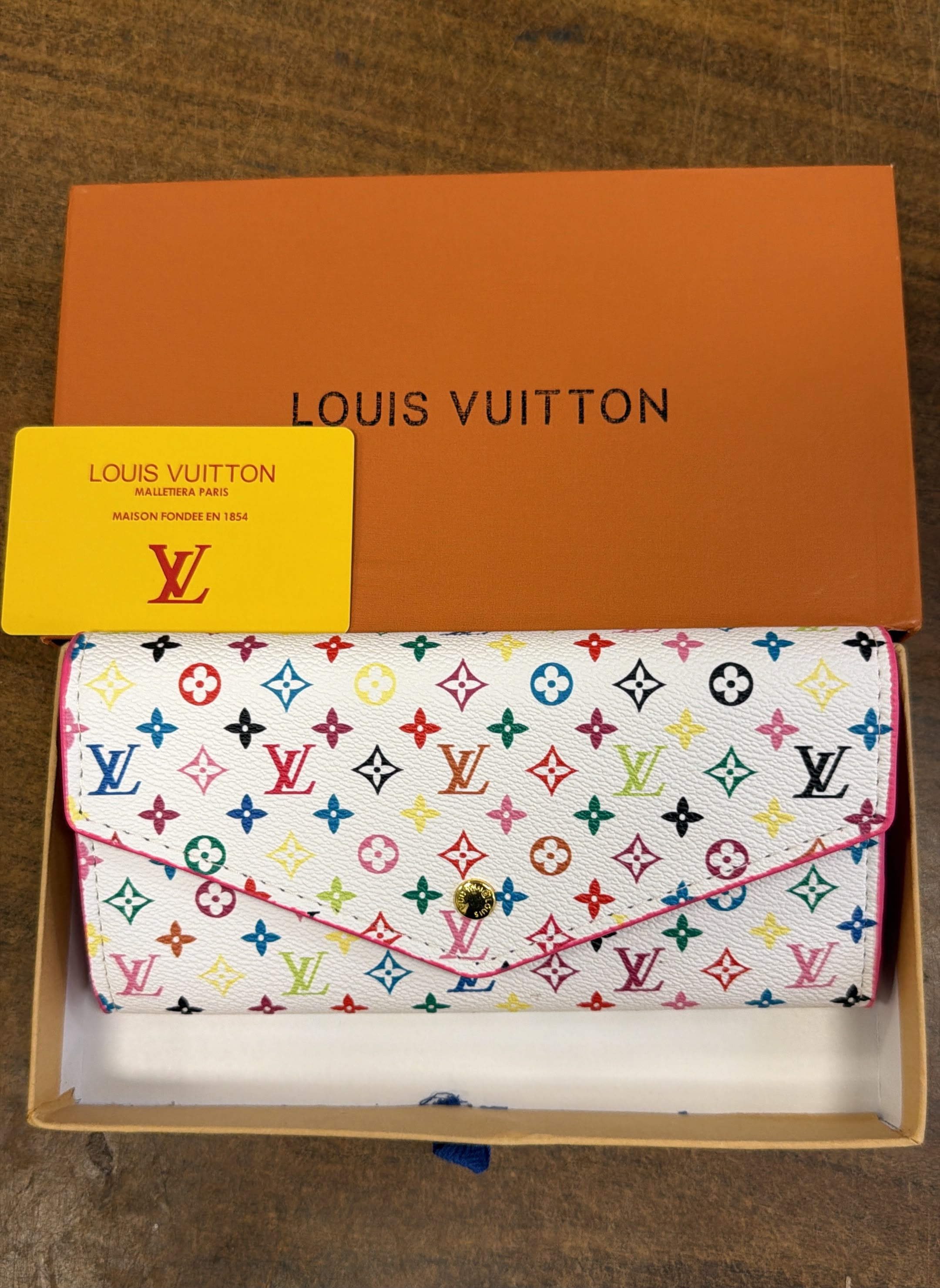 Louis Vuitton Monogram Multicolore Portefeuille Sarah Leather White Wallet