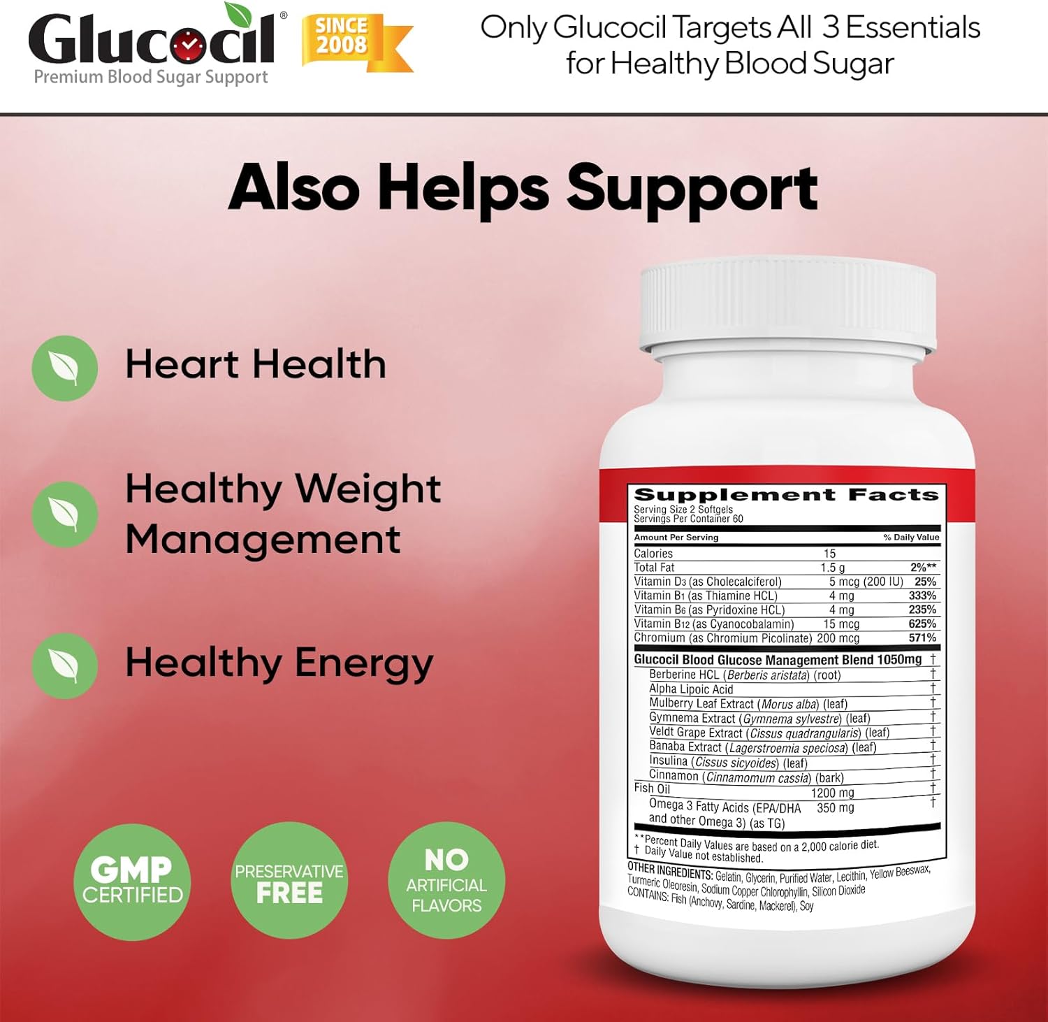 Glucocil – Softgels - Premium Blood Sugar Support - New