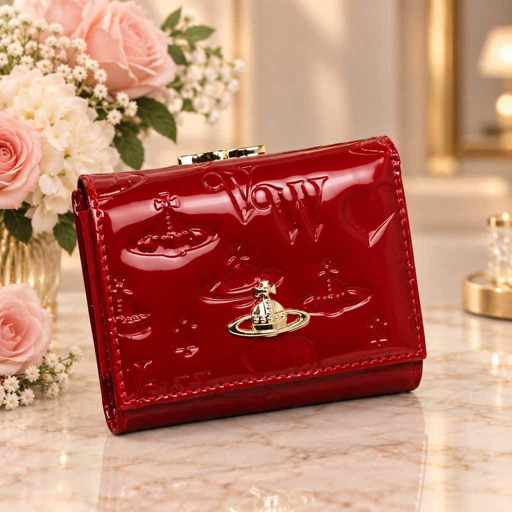 Vivienne Westwood Gamaguchi Trifold Wallet Color Red orb Enamel