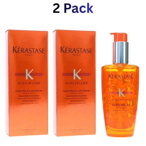 2 Pack Kerastase Discipline Oleo Relax Advanced Hair Smoothing Oil 3.4oz /100ml