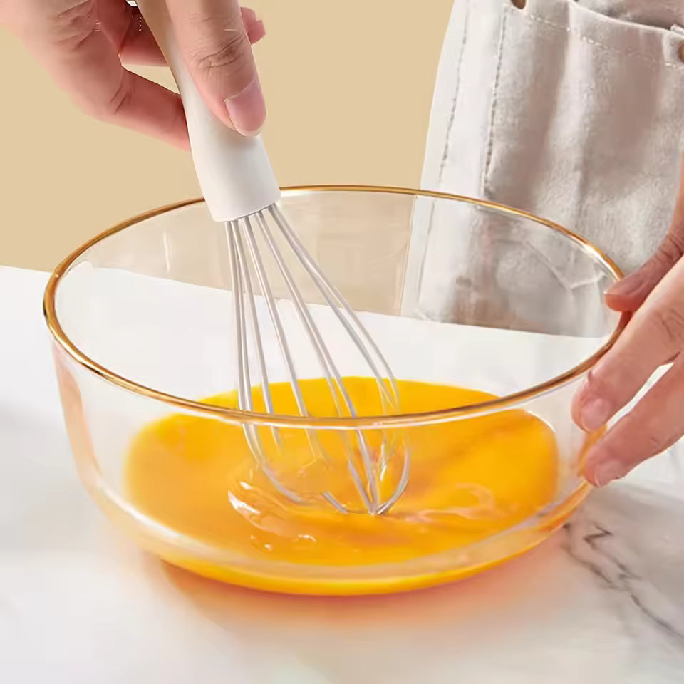 White Manual Silicone Whisk Hand-Held Baking Mixing Tool Baking Tool Set