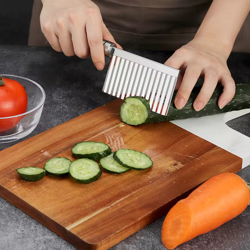 Stainless Steel Potato Chip Slicer Vegetable Fruit Wave Knife