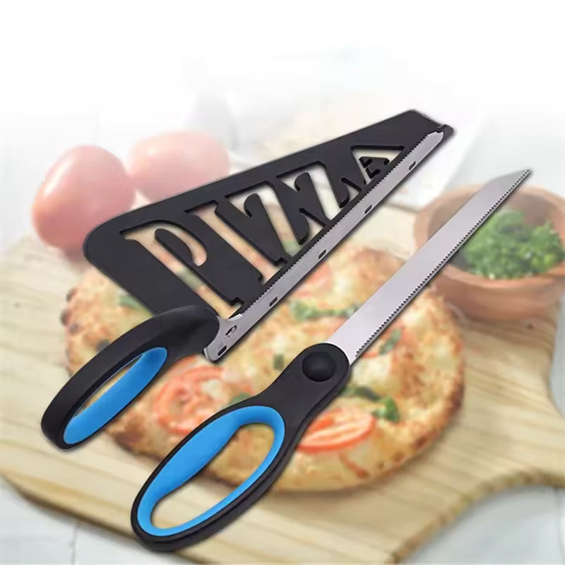 Pizza Scissors With Server Tray Stainless Steel Pastry Cutting Tool
