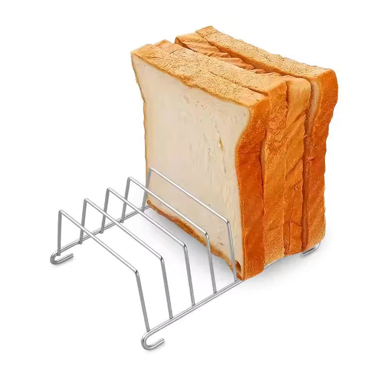 Stainless Steel Toast And Bread Rack 8 Slots Rectangle Food Display Tool