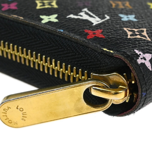 Louis Vuitton Black Multicolor Zippy Wallet M60243 CA1170 175964  New