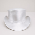 Metallic White Leather Top Hat – Handmade Steampunk Victorian Style Hat
