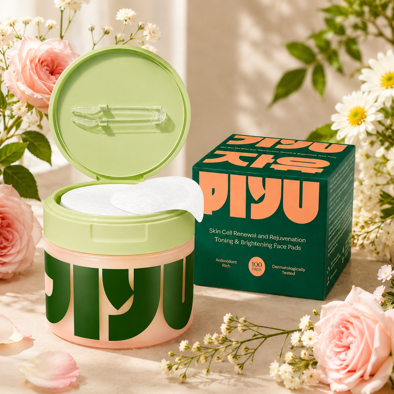 Jiyu Korean Skincare Anti-Aging, Dark Spot & Wrinkle Minimizing Toner Pads