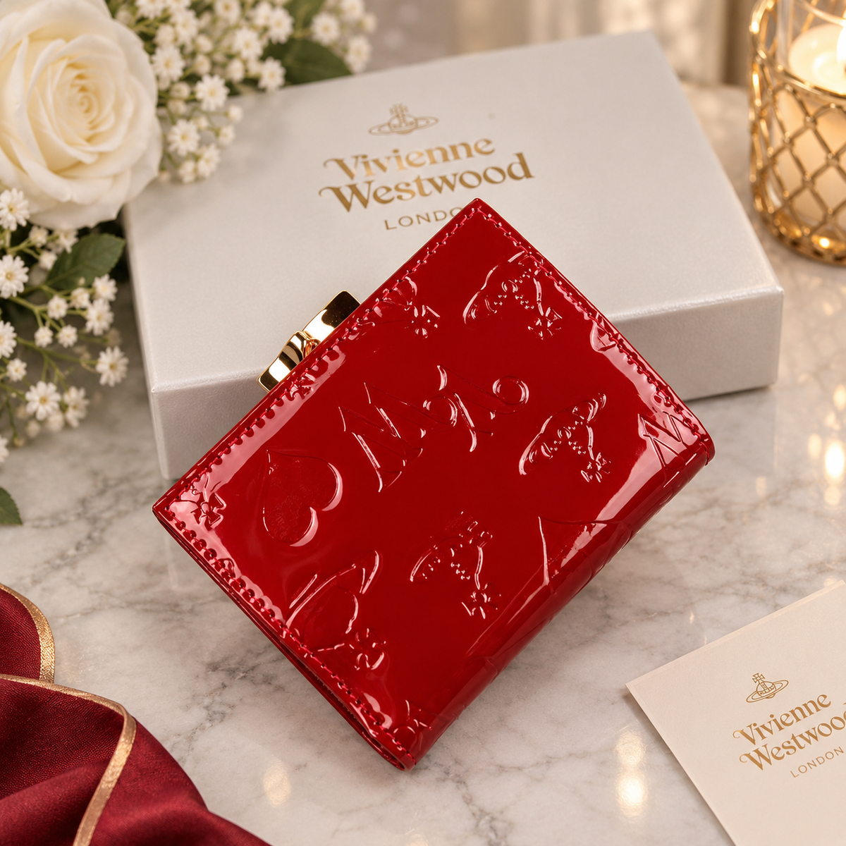 Vivienne Westwood Gamaguchi Trifold Wallet Color Red orb Enamel