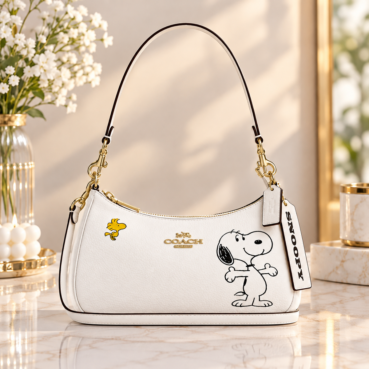 COACH x PEANUTS Teri Shoulder Bag Snoopy Chalk Multi CBJ76 Outlet Free shipping