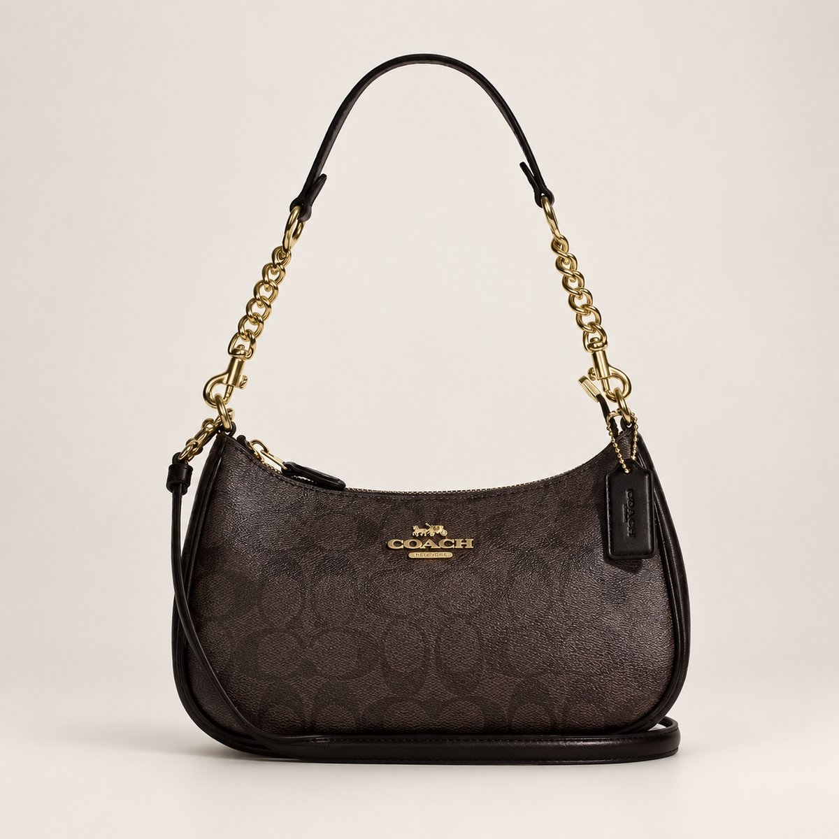 CA548 COACH Teri Shoulder Bag In Signature Canvas/Gold/Walnut/Black