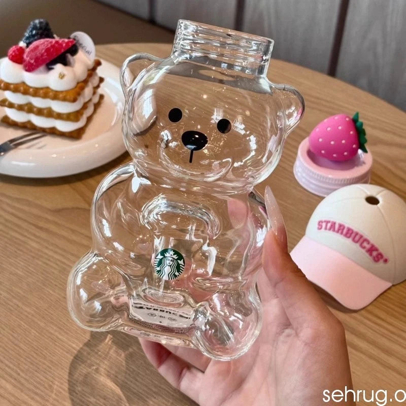 New 20OZ Starbucks Bearista Bear Cup Tumblers W/ Strawberry Topper Baseball Cap