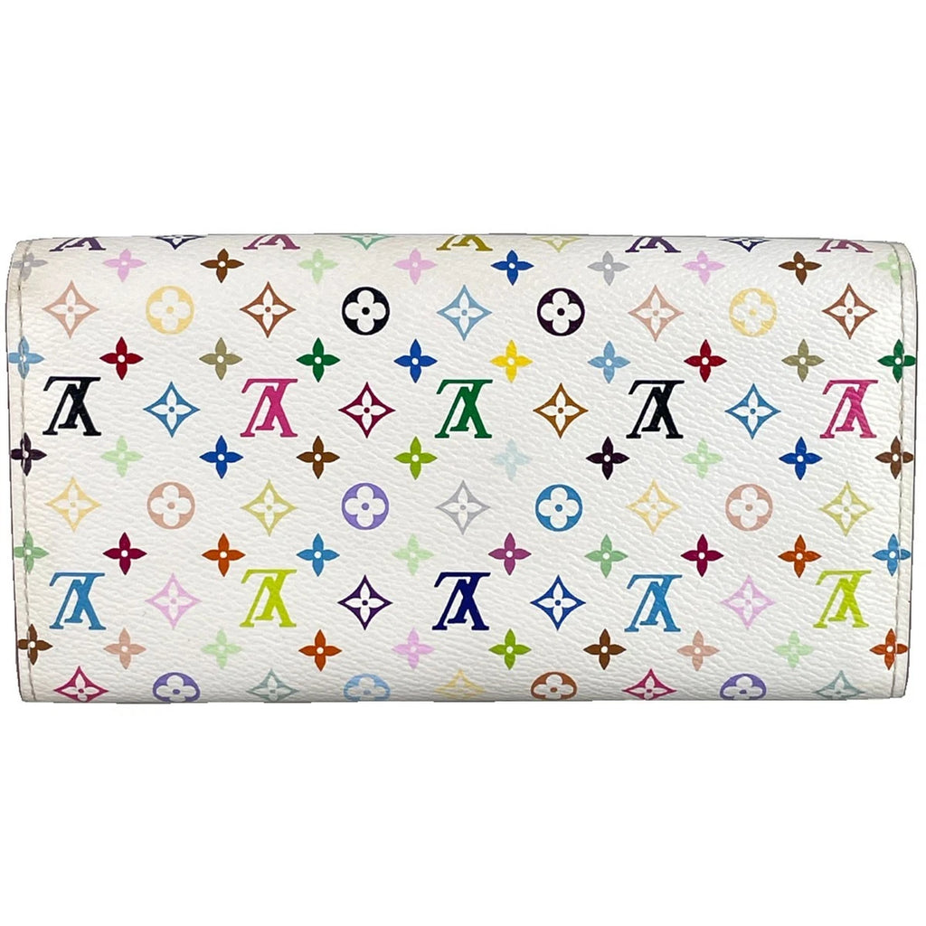 Louis Vuitton Monogram Multicolore Portefeuille Sarah Leather White Wallet